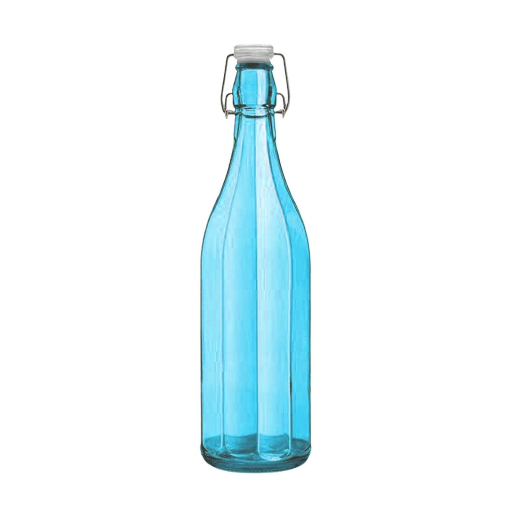 SET PORTA BOTTIGLIE IN PLASTICA + 6 BOTTIGLIE IN VETRO DA 1 LT