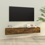 Mobili TV Parete 2pz-Set di 2 Credenza per TV sospesa Rovere Fumo 100x30x30 cm Legno Multistrato