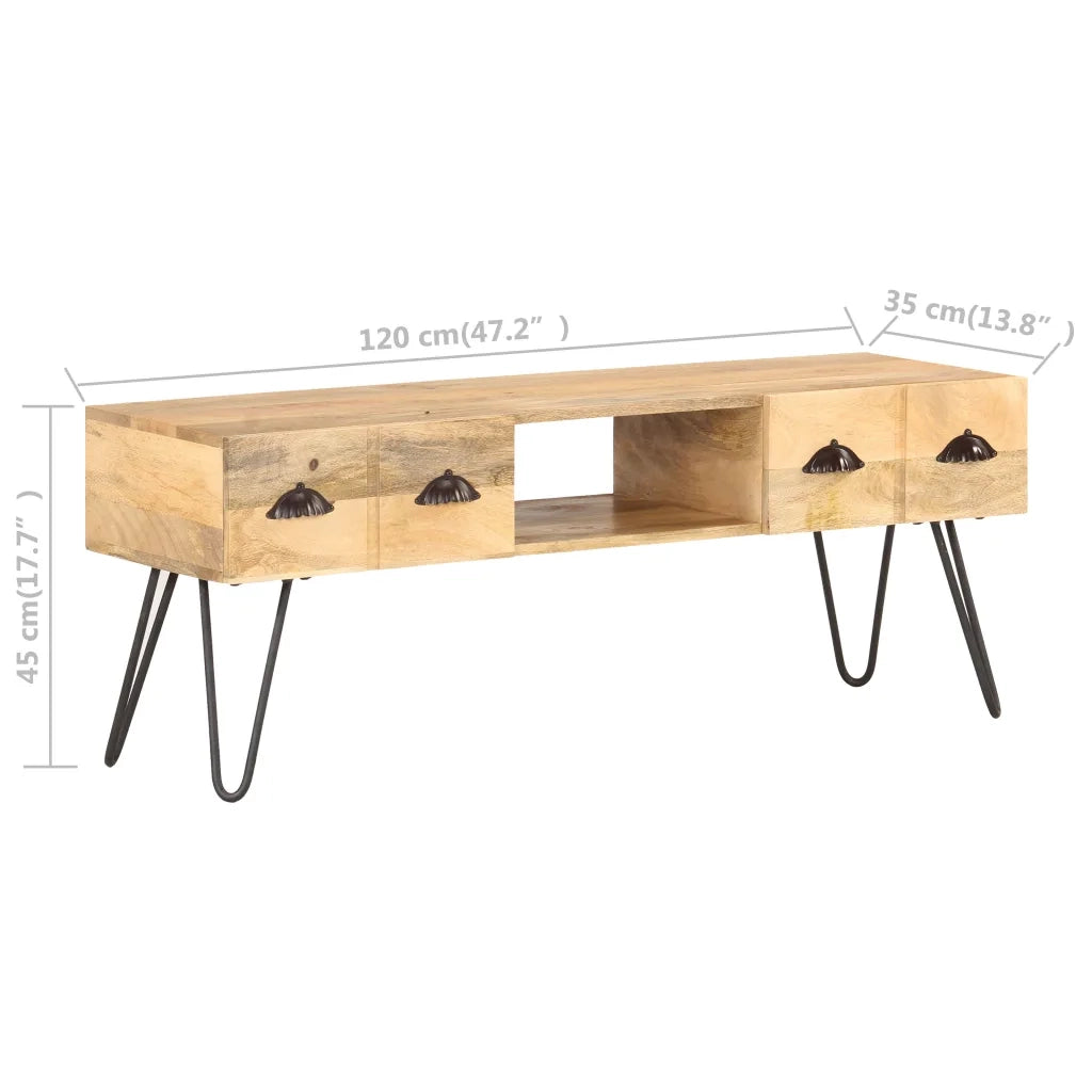 Mobile Porta TV 120x35x45 cm Legno Massello di Mango 321790
