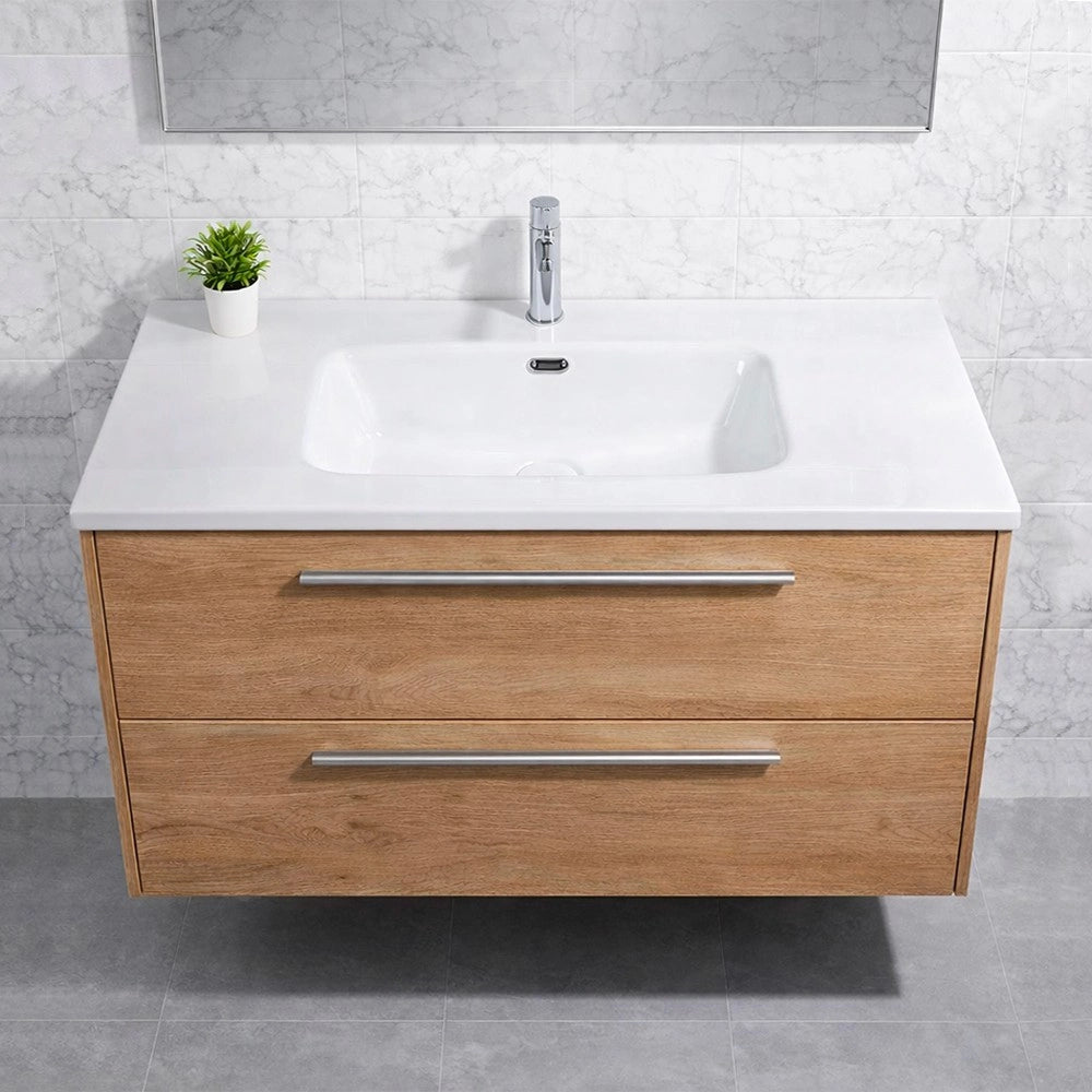 Lavabo Bulnes100 in Ceramica Bianco Lucido 101 cm – Eleganza Essenziale per il Bagno