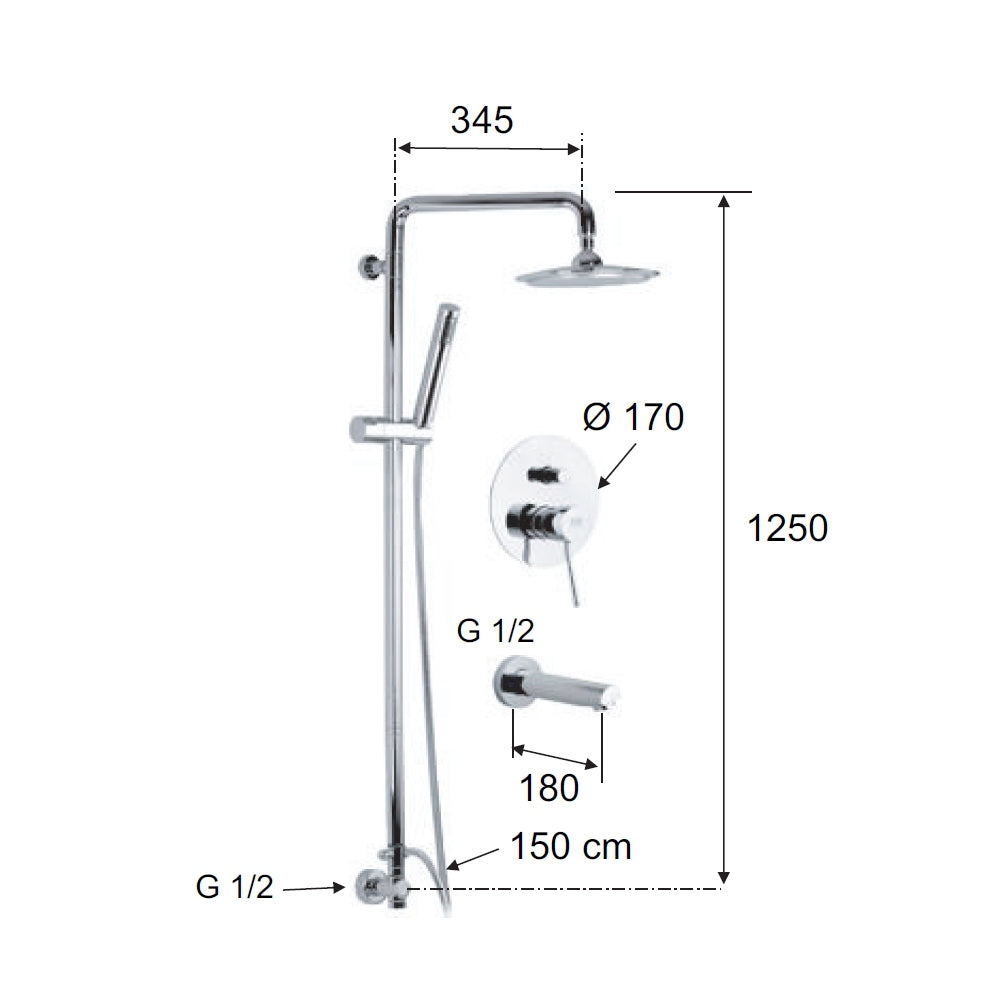 Set doccia con colonna doccia deluxe - serie minimal