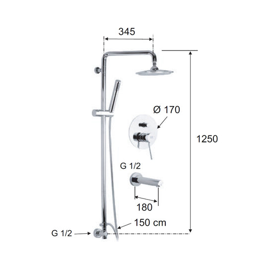 Set doccia con colonna doccia deluxe - serie minimal