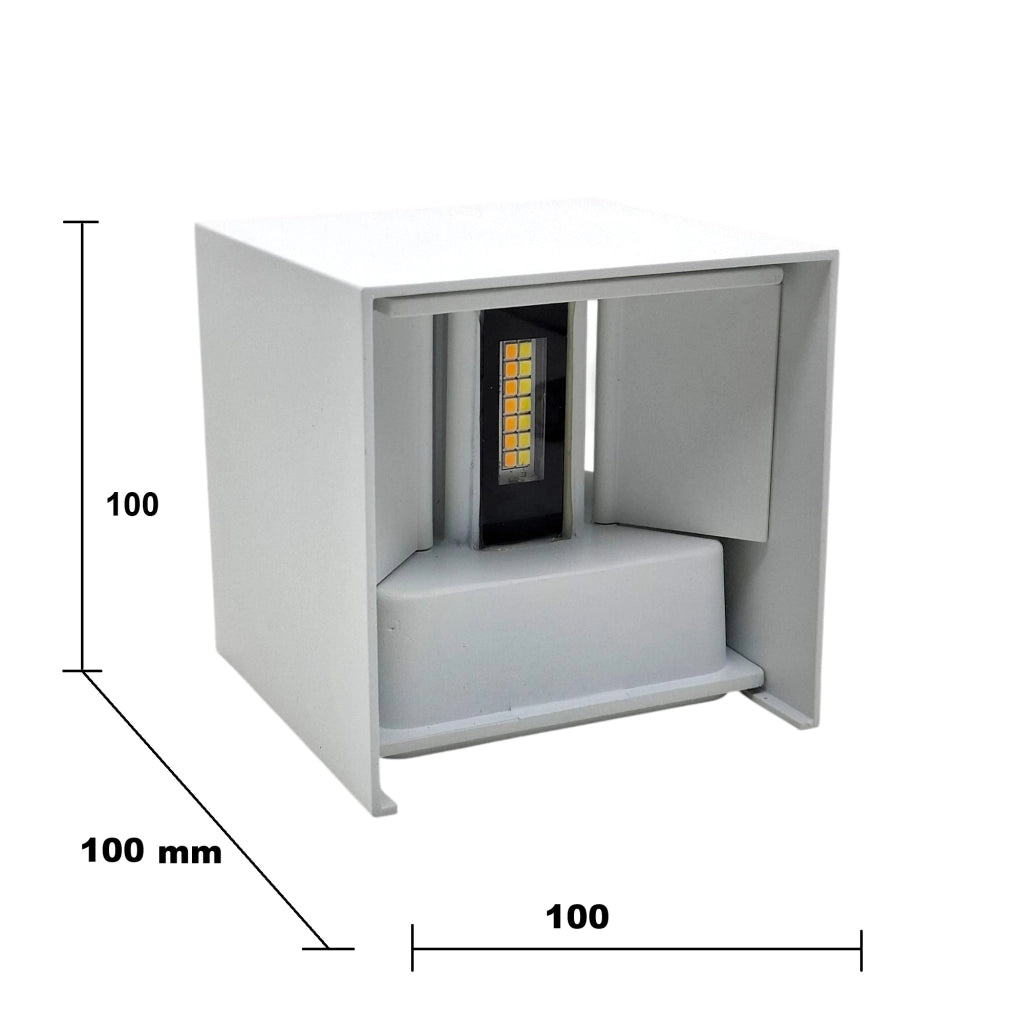 Applique LED cubo bianco da parete interno esterno IP65 luce regolabile up down design moderno con switch CCT 3000K 4000K 6500K esterno