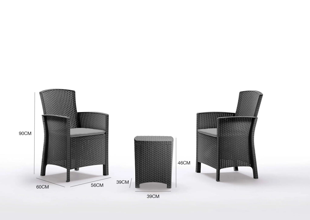 Salottino da esterno Armin, Set da giardino con cuscini, Salottino  effetto rattan, 100% Made in Italy, Antracite
