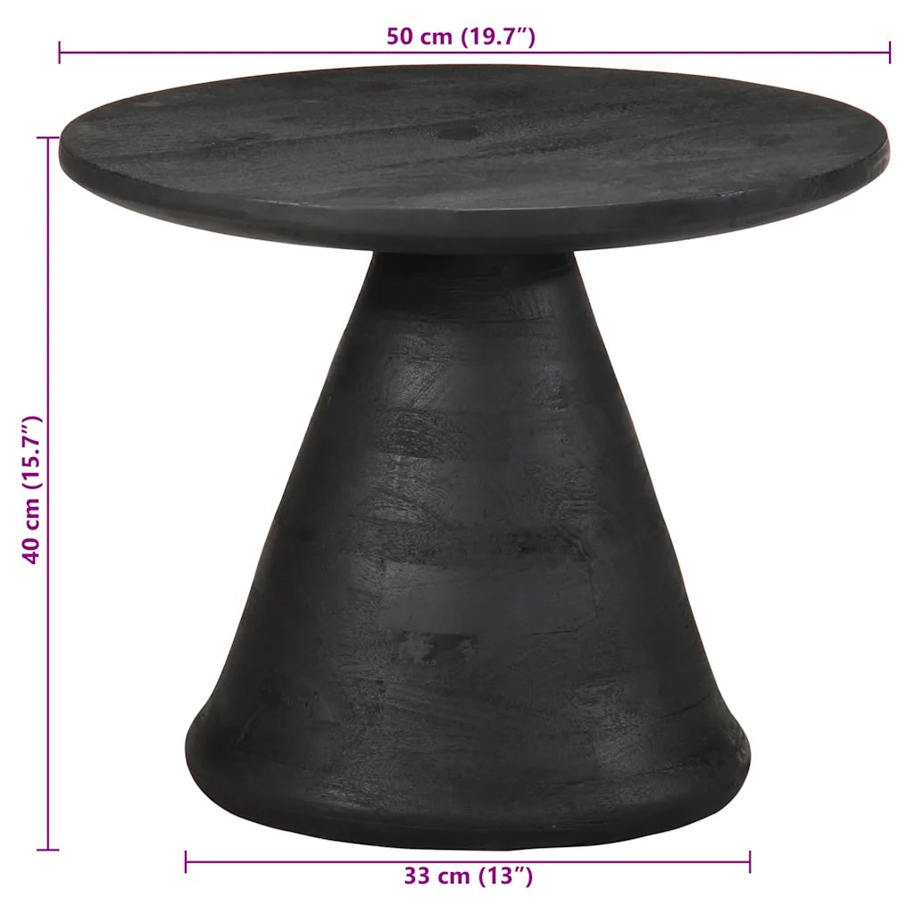 Tavolino da Salotto Nero Ã˜50x40 cm in Legno Massello di Mango