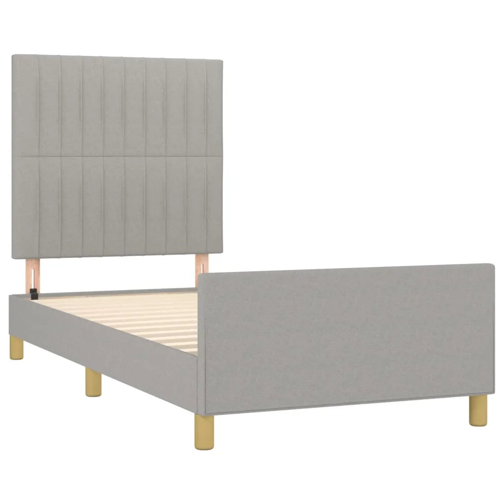 Giroletto con Testiera Grigio Chiaro 90x200 cm in Tessuto cod mxl 47024