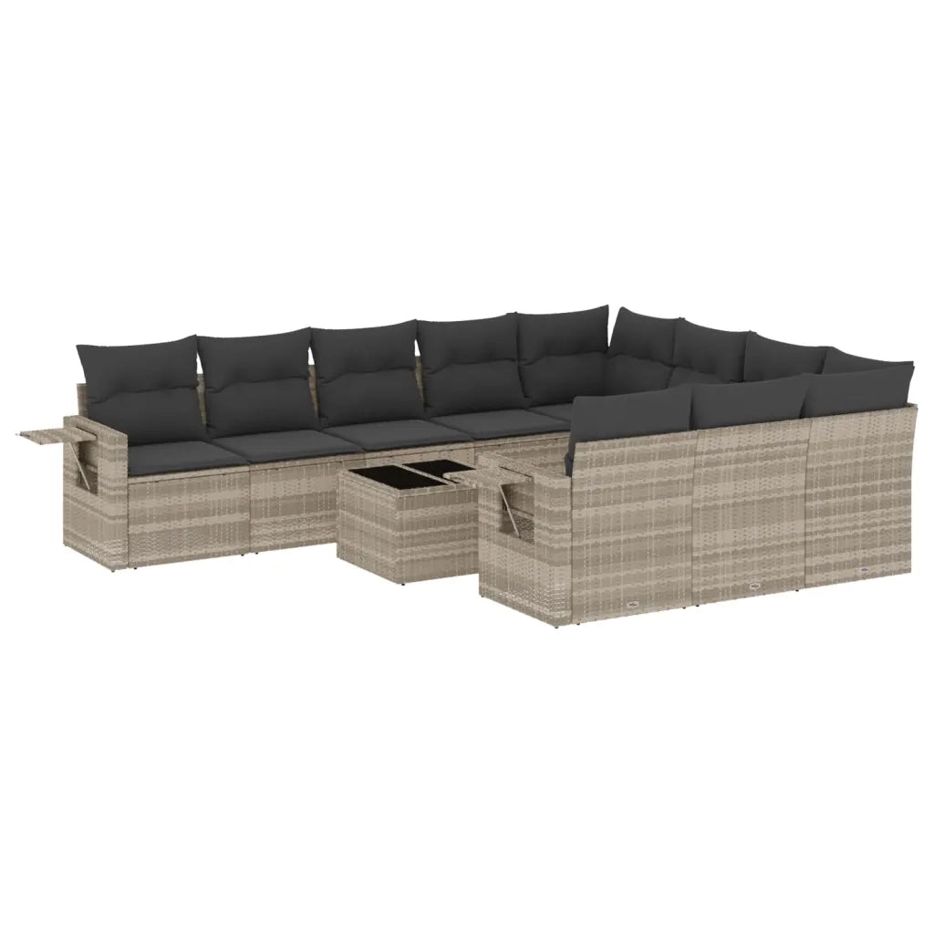 Set Divani da Giardino 11 pz con Cuscini in Polyrattan Grigio