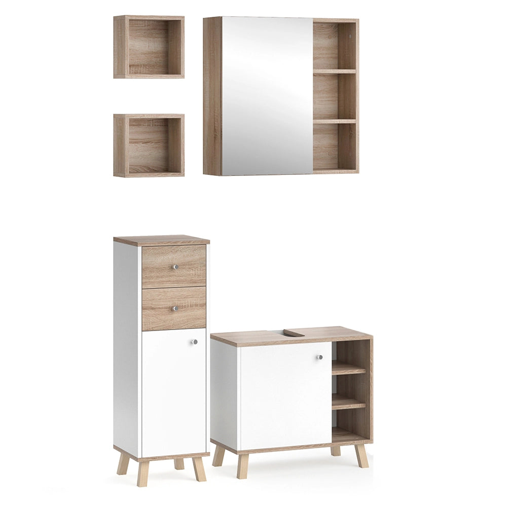 Vicco Set mobili bagno Bianco 4 parti