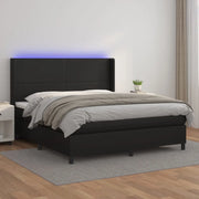 Giroletto a Molle con Materasso e LED Nero 160x200cm Similpelle 3139271