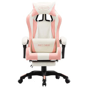Sedia da Gaming con Poggiapiedi Rosa e Bianca in Similpelle 287994