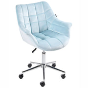 Sedia da ufficio in velluto azzurro girevole regolabile in altezza stile moderno home office