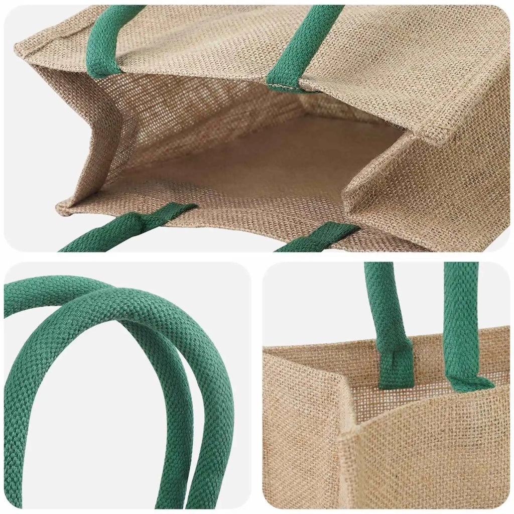 Borse in juta 10 pcs Naturale e Verde 26 x 22 x 14 cm 42012285