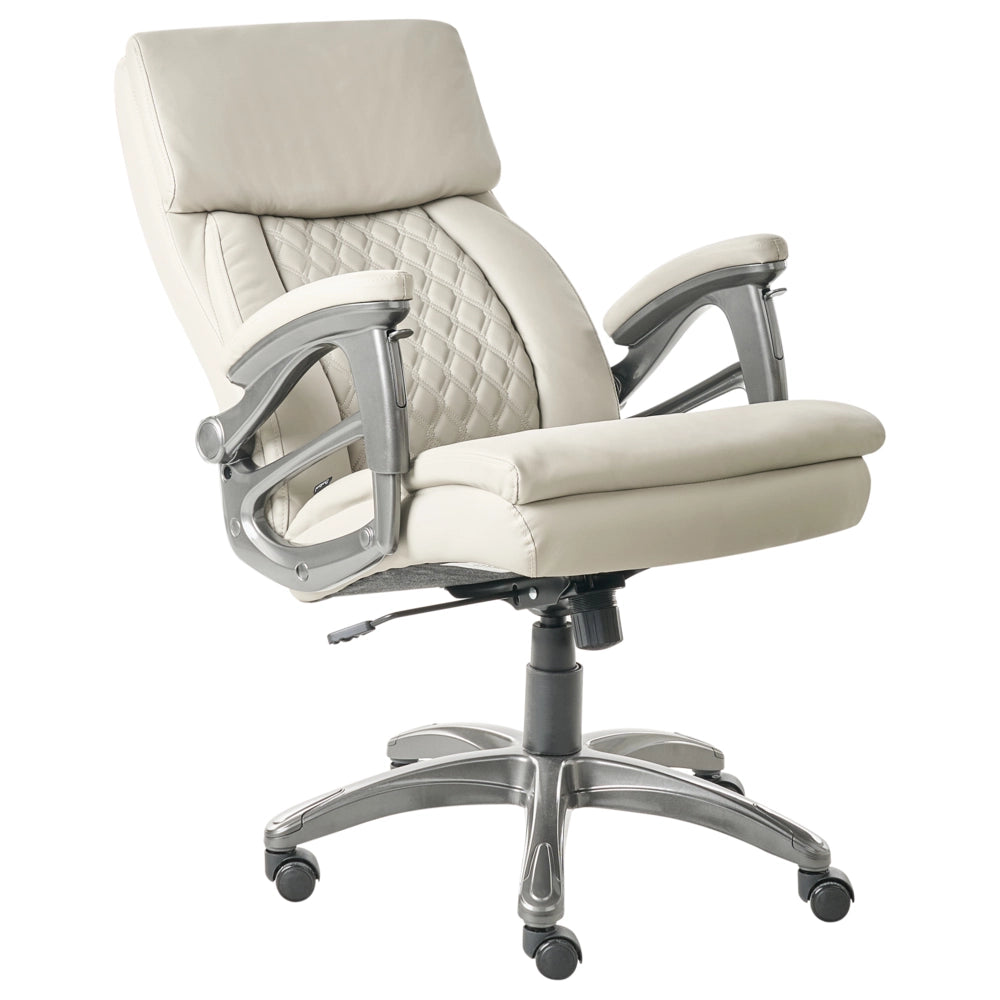 Sedia da ufficio direzionale Beige Rivestimento in ecopelle Regolazione altezza sedile Imbottitura girevole