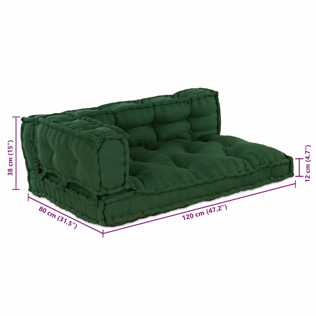 Cuscino per Divano Pallet 3 pz | Cuscini per sedie Verde 120 x 80 x 38 cm Tessuto