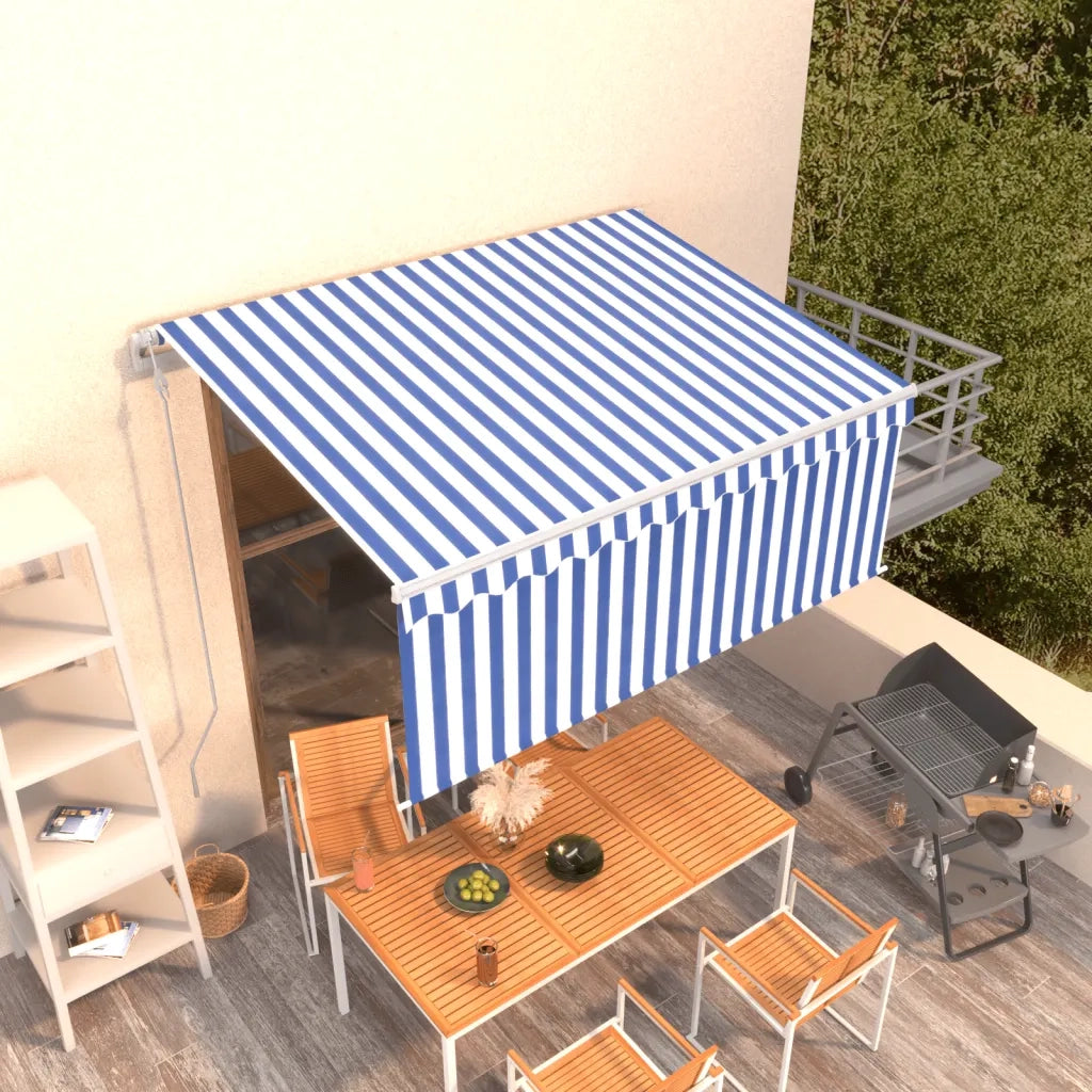Tenda Sole Retrattile Automatica con Parasole 3x2,5m Blu Bianco 3069266