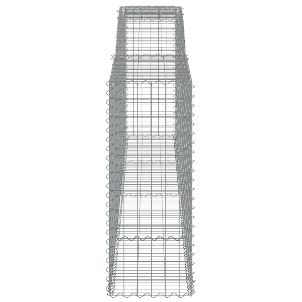 Cestini gabbioni recinzione a gabbia muro di contenimento ad arco 15 pezzi 400 x 50 x 120/140 cm ferro zincato argento 02_0040458