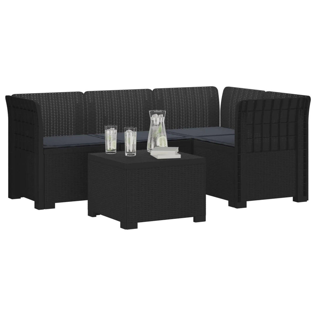 Divano da giardino 4 posti con cuscini aspetto rattan PP 3444001