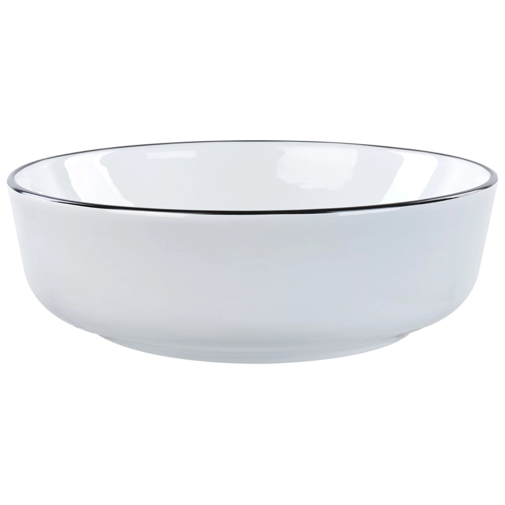 Lavabo Bianco con bordo nero Ceramica lucida ⌀ 42 cm Lavabo da bagno ovale