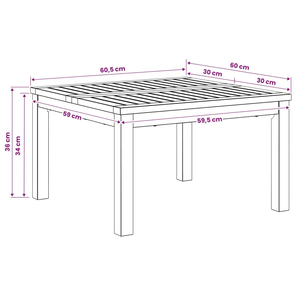 Tavolino da salotto Naturale 60 x 60,5 x 36 cm 901237