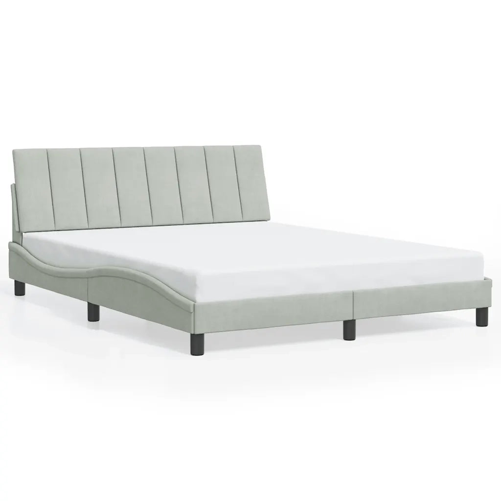 Giroletto con LED senza Materasso-Struttura Letto Hanko Grigio Chiaro 160x200 cm in Velluto