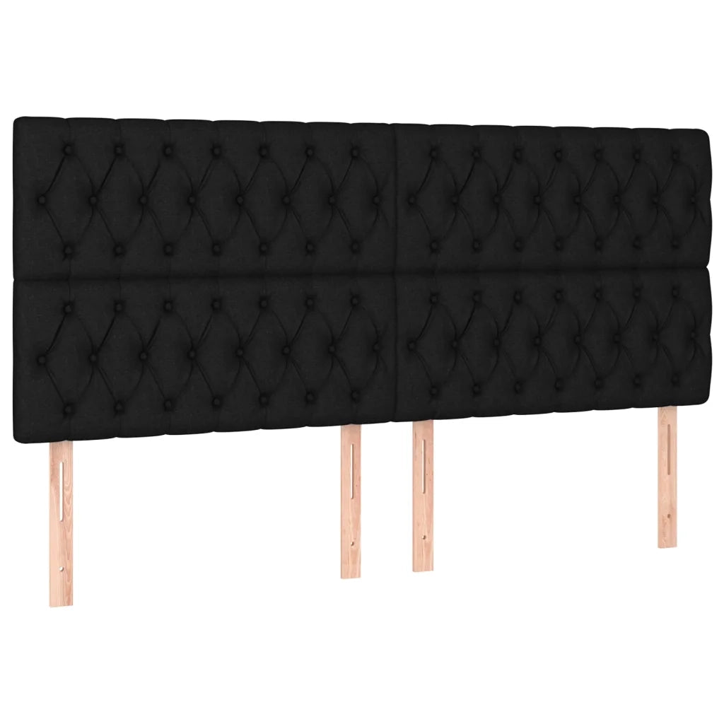 Testiera | Testata Nera 180x7x118/128 cm Tessuto