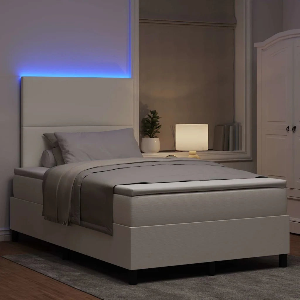 Letto a Sorgente LED con testiera Crema e Bianco 120 x 200 cm 3337641