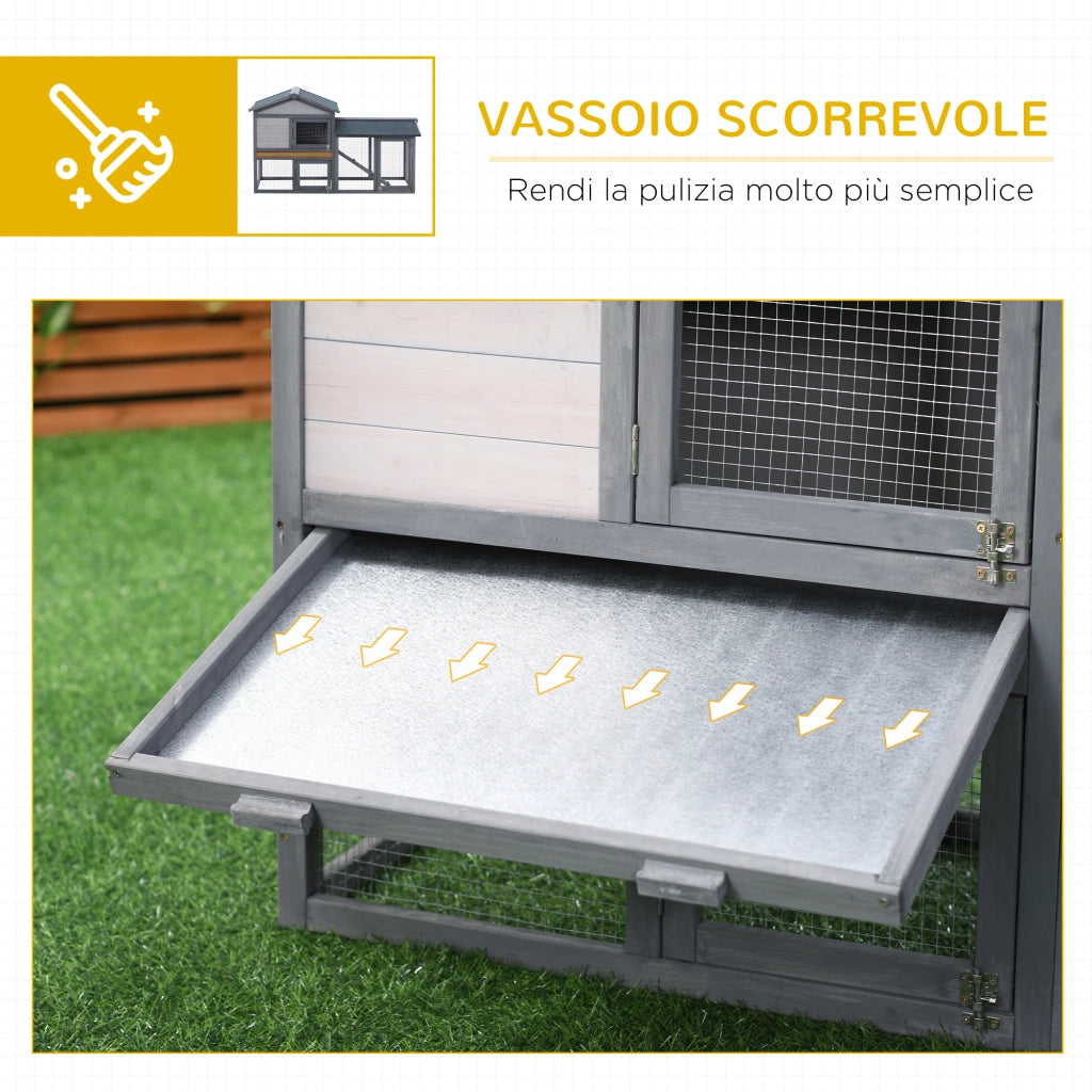 Gabbia per Conigli in Legno da Esterno con Casetta ¨C zephmum ¨C 147x54x84cm