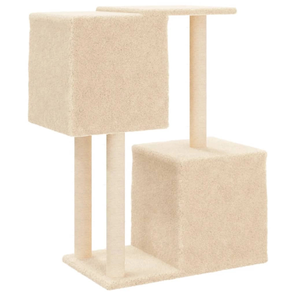 Tiragraffi per gatti torre per arrampicata giocattolo piattaforma per arrampicata con tiragraffi in sisal 86 cm crema 02_0022531