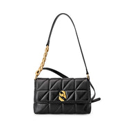 Borsa a tracolla da donna in vera pelle, stile vintage, nera.