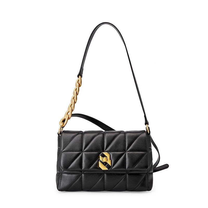 Borsa a tracolla da donna in vera pelle, stile vintage, nera.