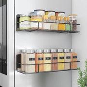 Set di 2 mensole magnetiche grandi, mensole magnetiche per frigorifero, pannello di supporto appeso, organizzatore da parete per cucina, senza fori, pannello adesivo per risparmio di spazio (nero)
