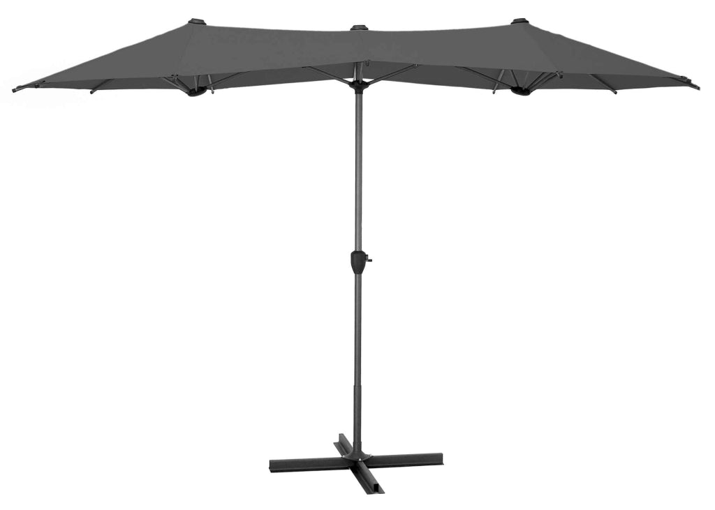 Ombrellone Doppio da Giardino 2x4 m Palo Ø38 mm Lyon Grigio Scuro