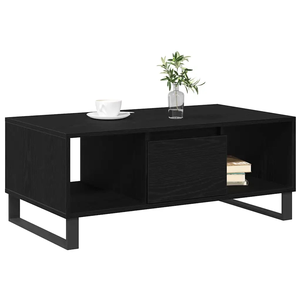 Tavolino da salotto con cassetto Rovere Nero 90 x 50 x 36.5 cm 862964