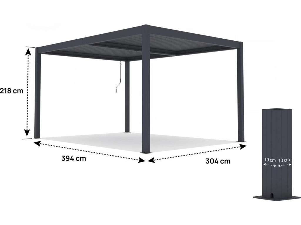 Pergola bioclimatica in alluminio "Windsor" - 3 x 4 m - Antracite