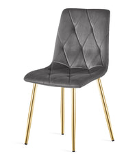 Sedia in velluto VALORA TYRA - Grigio scuro con gambe dorate x 3