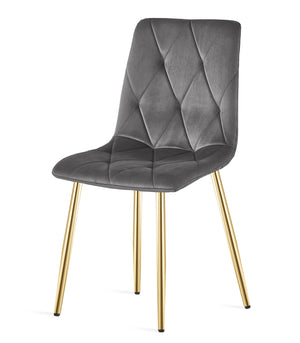 Sedia in velluto VALORA TYRA - Grigio scuro con gambe dorate x 3