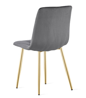 Sedia in velluto VALORA TYRA - Grigio scuro con gambe dorate x 3