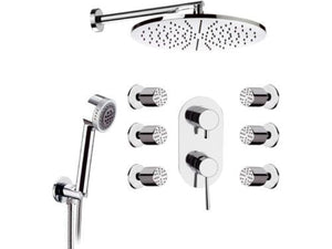 Set doccia con sofffione minimale, doccino minimale e rubinetto - serie minimal