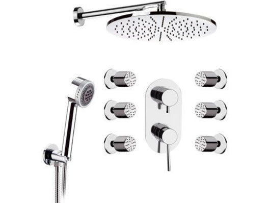 Set doccia con sofffione minimale, doccino minimale e rubinetto - serie minimal