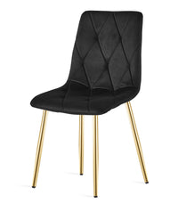 Sedia VALORA TYRA - Elegante velluto nero con gambe dorate x 3
