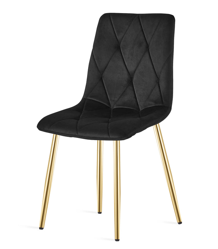 Sedia VALORA TYRA - Elegante velluto nero con gambe dorate x 3