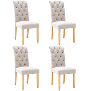 Set di 4 sedie da pranzo - con schienale curvo e seduta imbottita - in velluto beige
