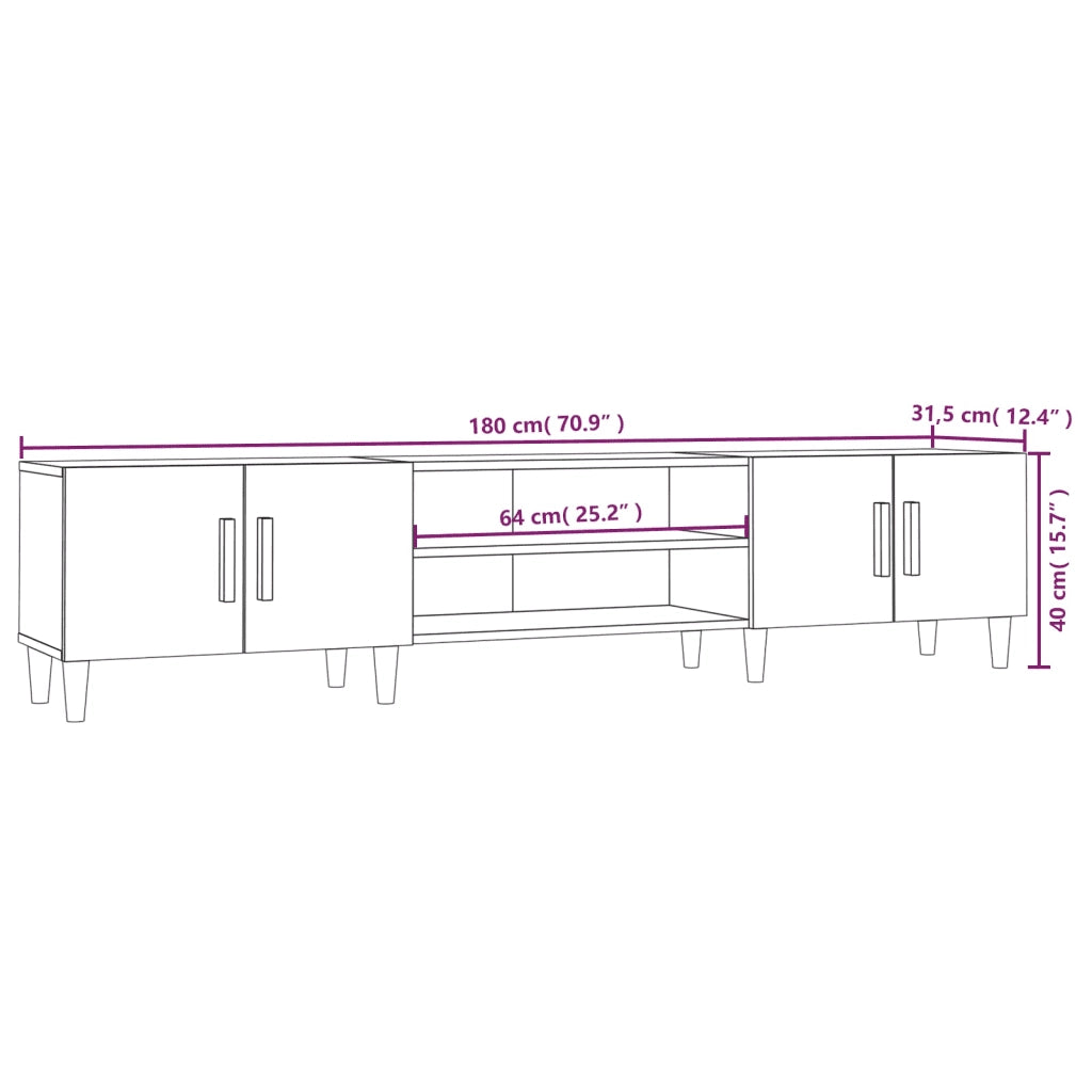 Mobile TV Grigio Sonoma 180x31,5x40 cm in Legno Multistrato 816262