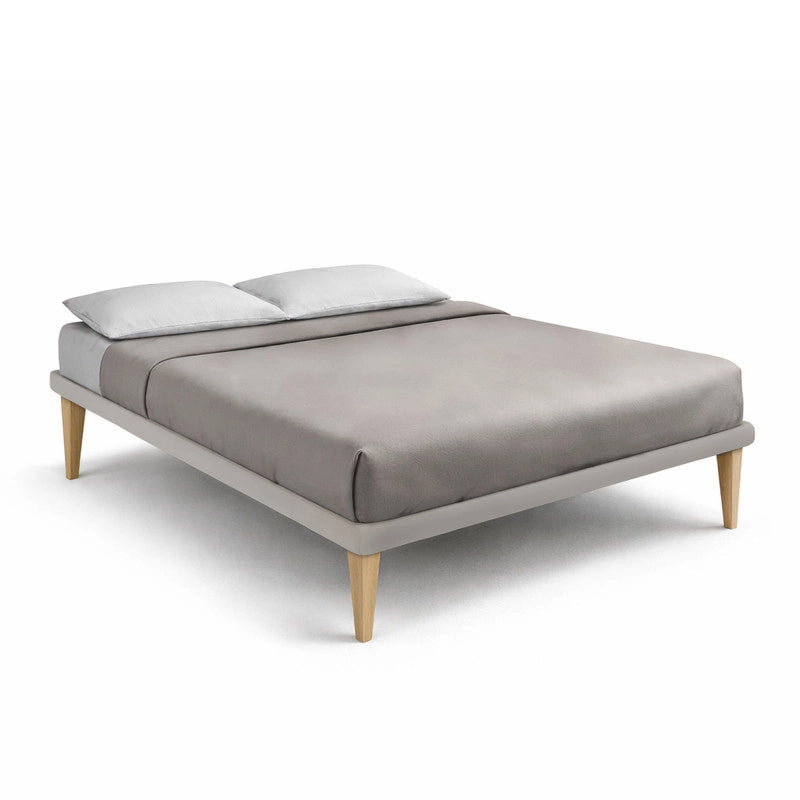 Letto imbottito Matrimoniale 180x200 cm Tessis - Similpelle,Tortora,Con rete