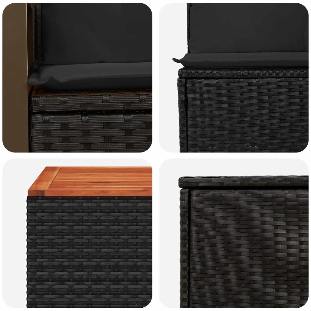 Set di divani 6 pz Nero Rattan sintetico e Acciaio 3447706