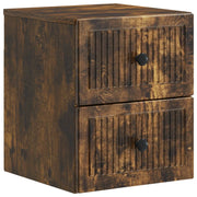 Mobiletto da notte a muro Rovere Fumo 33 x 34,5 x 40 cm