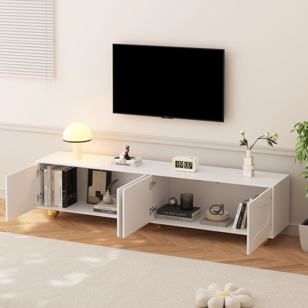 Mobile TV 180x40x45 cm con 2 armadietti; 4 ante; bianco