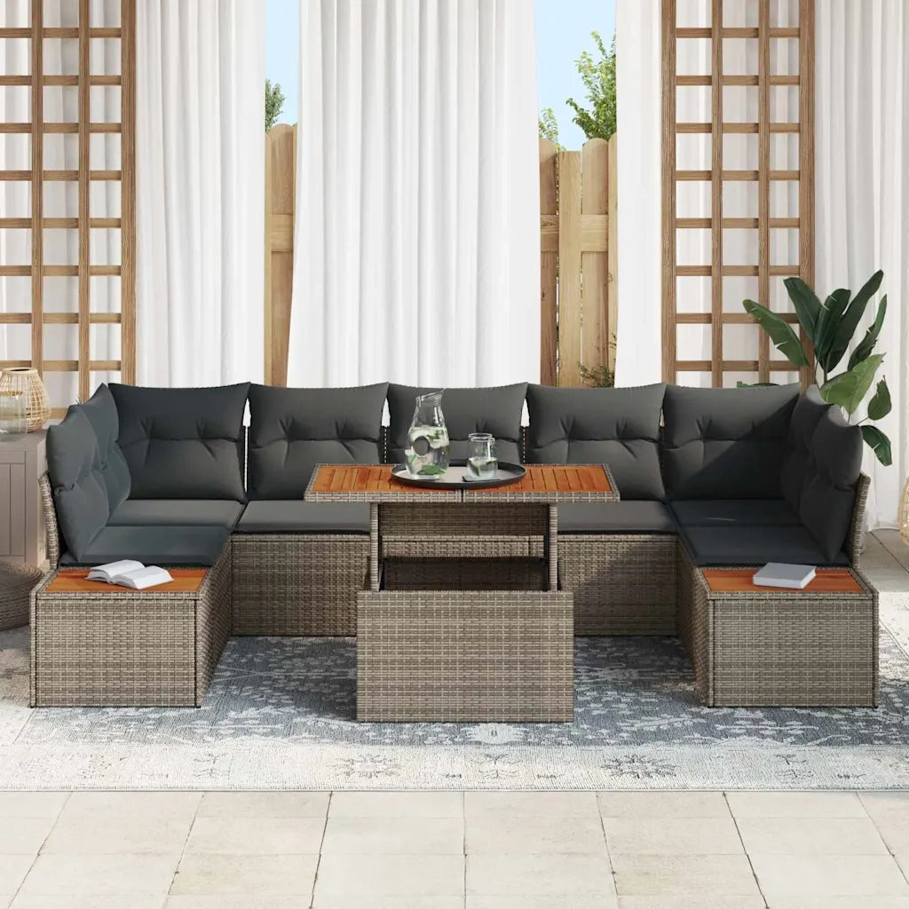 Set Divano da Giardino 8 pcs Grigio Poly Rattan 3358783