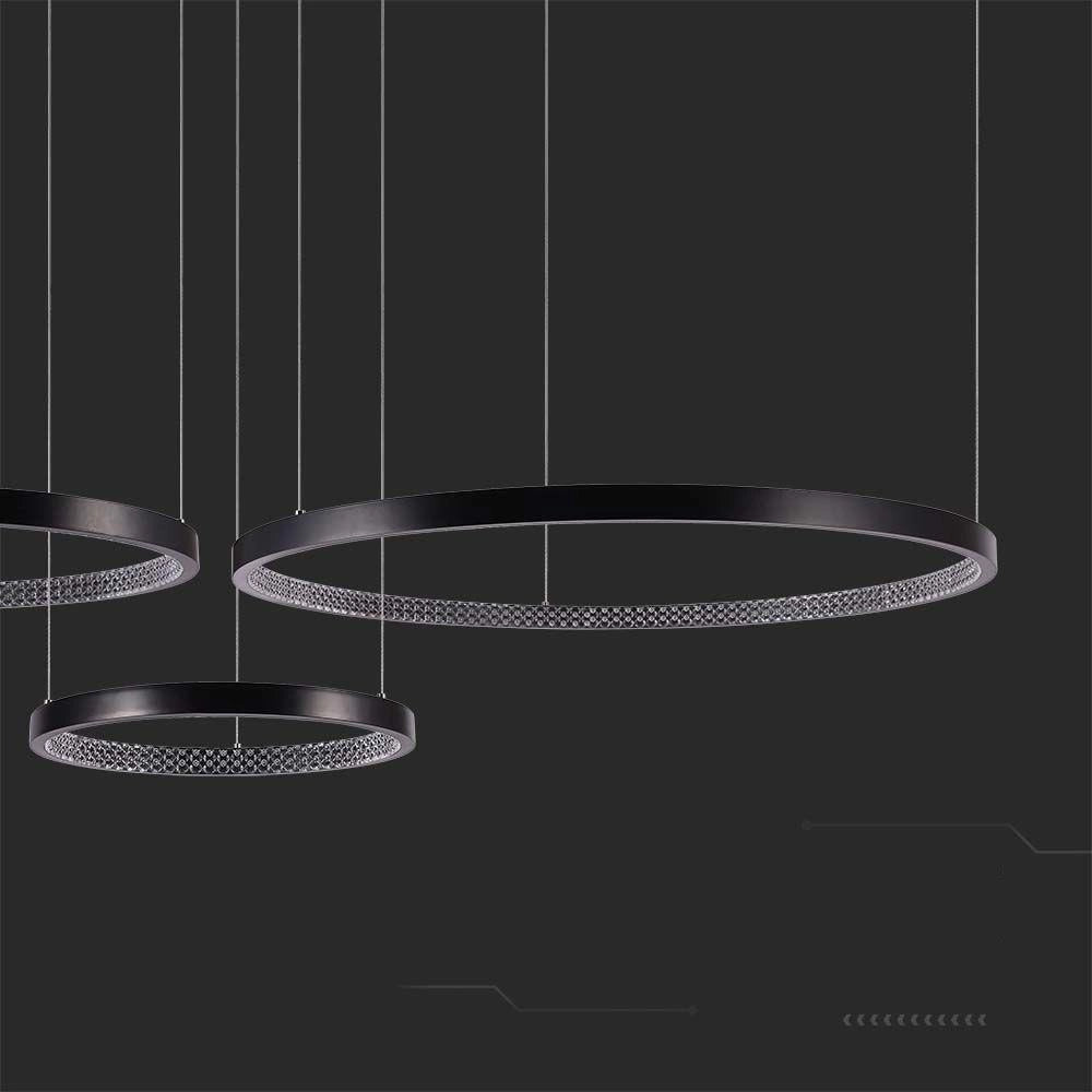 Lampada sospesa LED 3 anelli nera 4000K V-TAC VT-7824