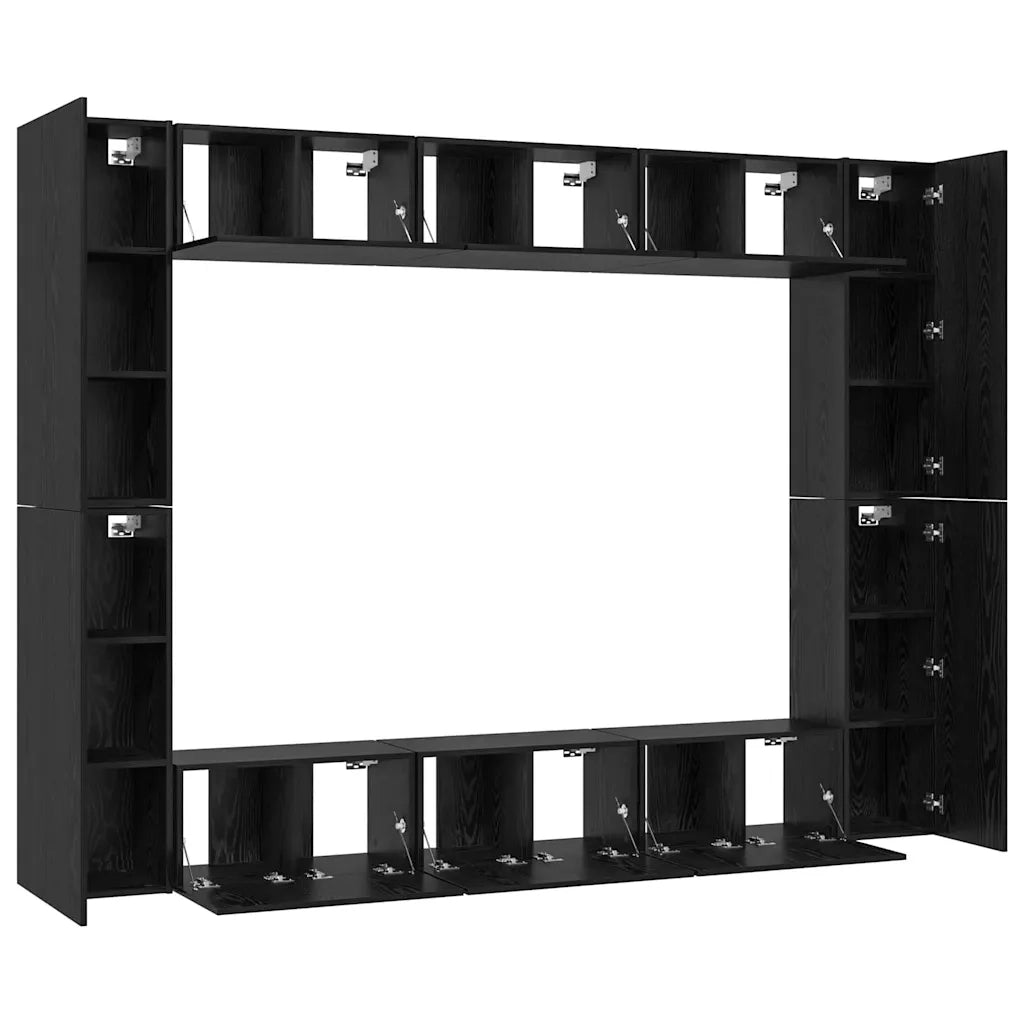 vidaXL Set mobile TV 10 pcs Rovere nero Media 30.5 x 30 x 90 cm